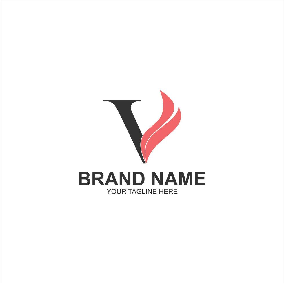 brand logo v initial icon with creative illustration vector