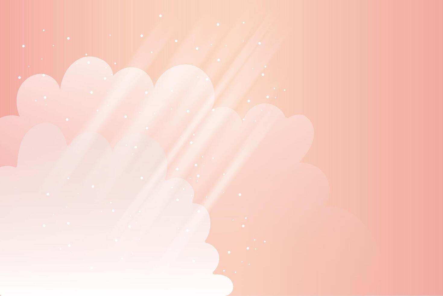 Horizontal Background. Pink sky and clouds, podium. Sun rays vector