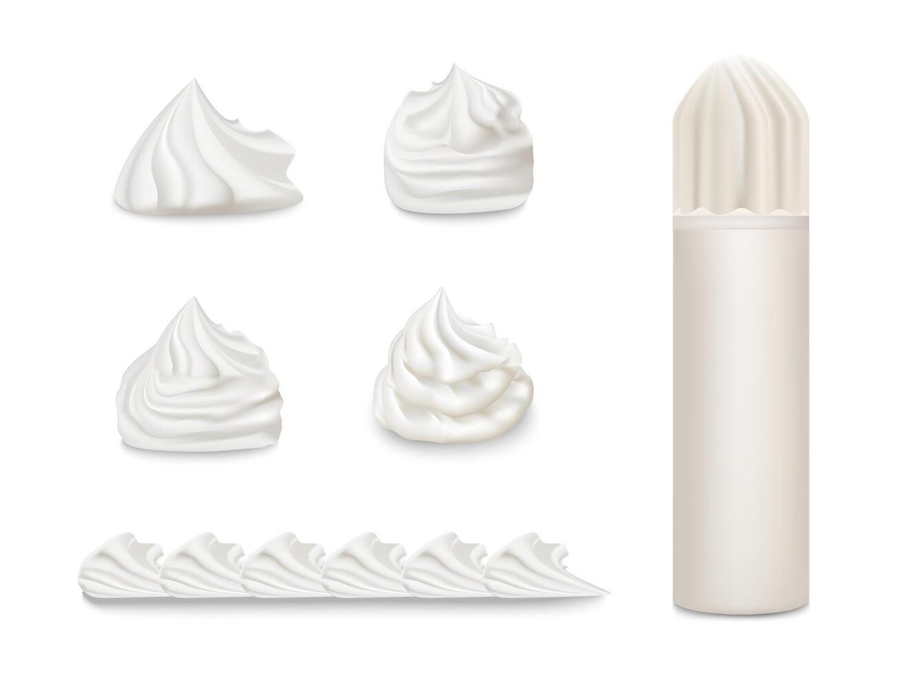 Set of whipped cream isolated on white background. 3d realistic of whipped cream. illustration EPS 10. vector