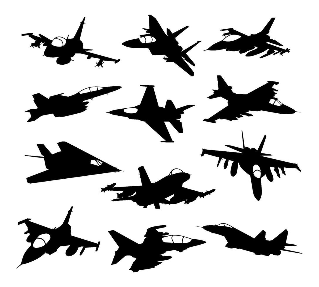 fighter jet military plane airforce silhouette vector