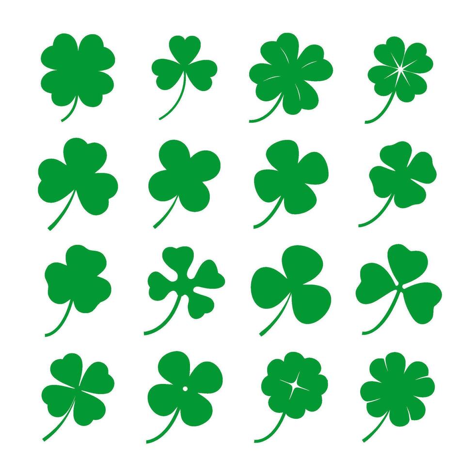 clover leaf set silhouette vector