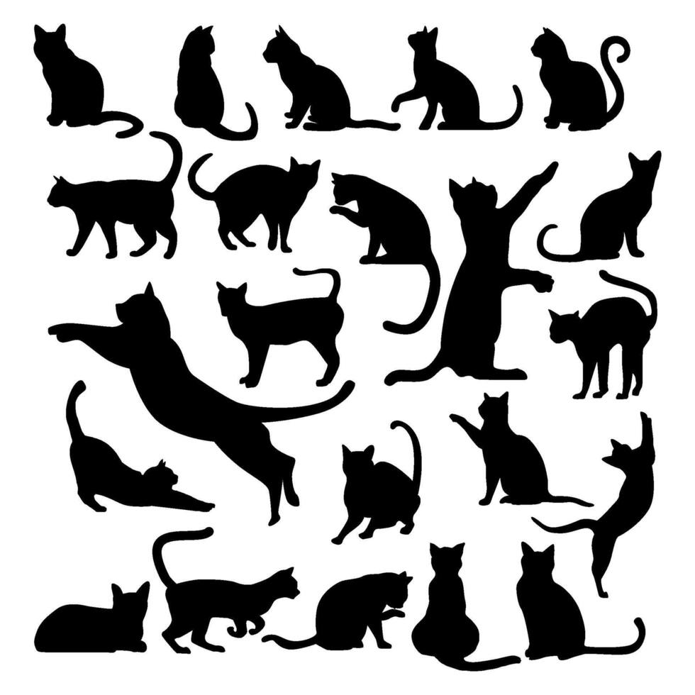 set of cat silhouette vector