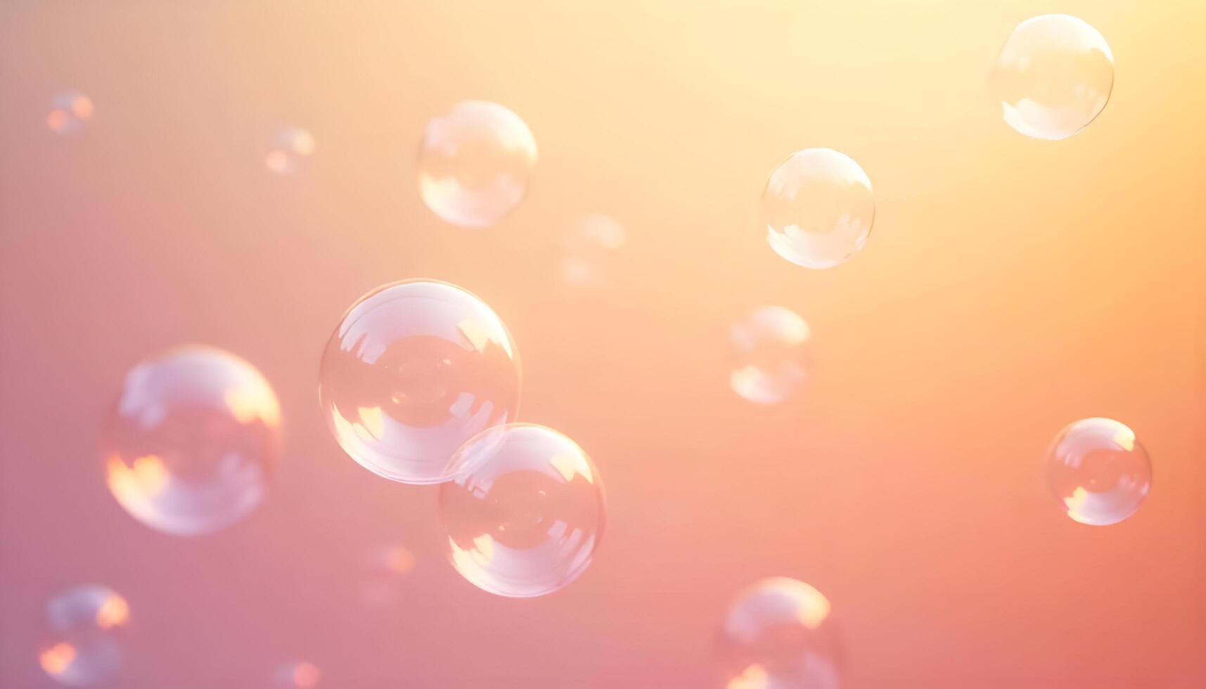 soap bubbles floating in the air on a pink background photo