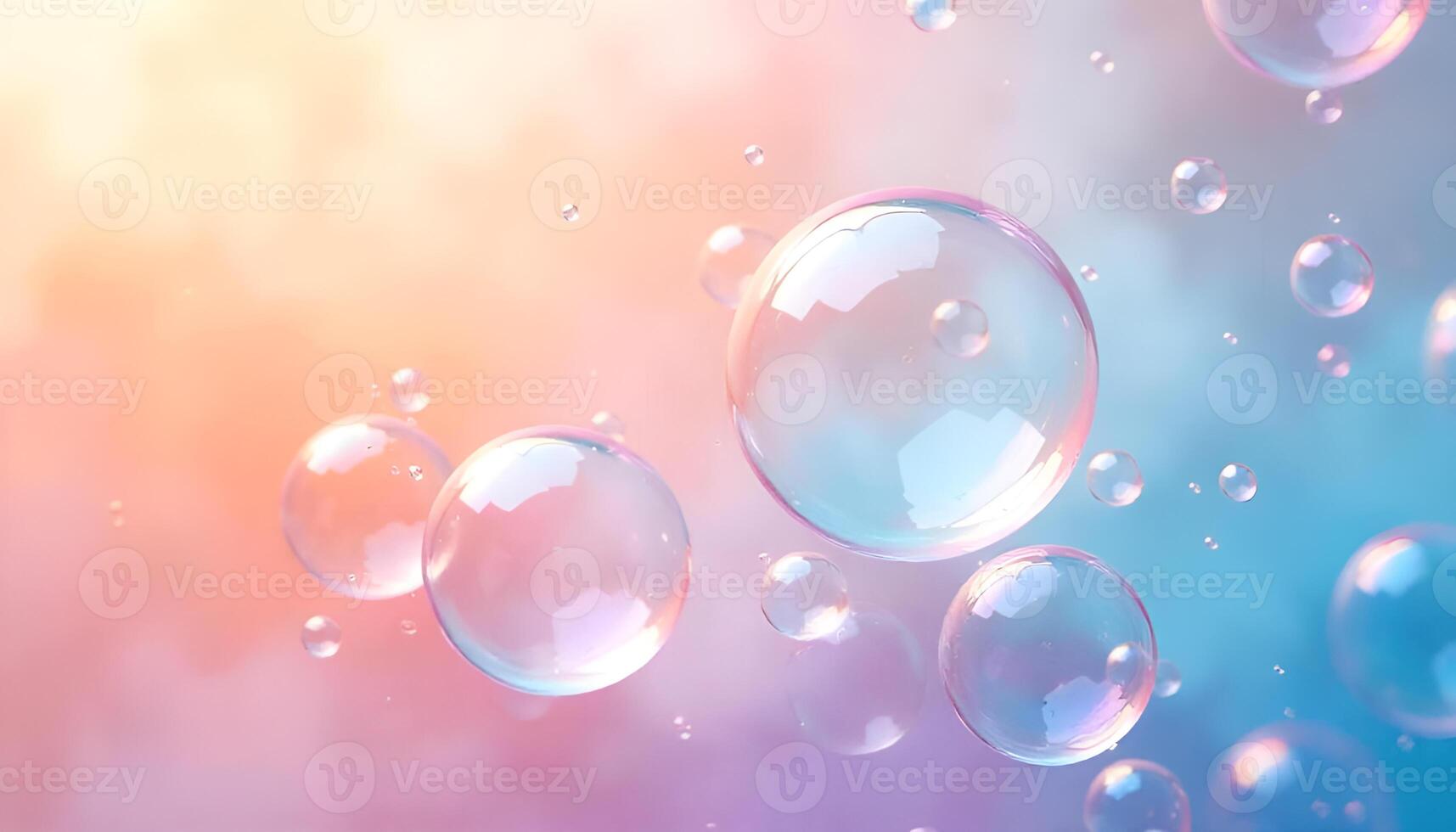 soap bubbles floating in the air on a colorful background photo