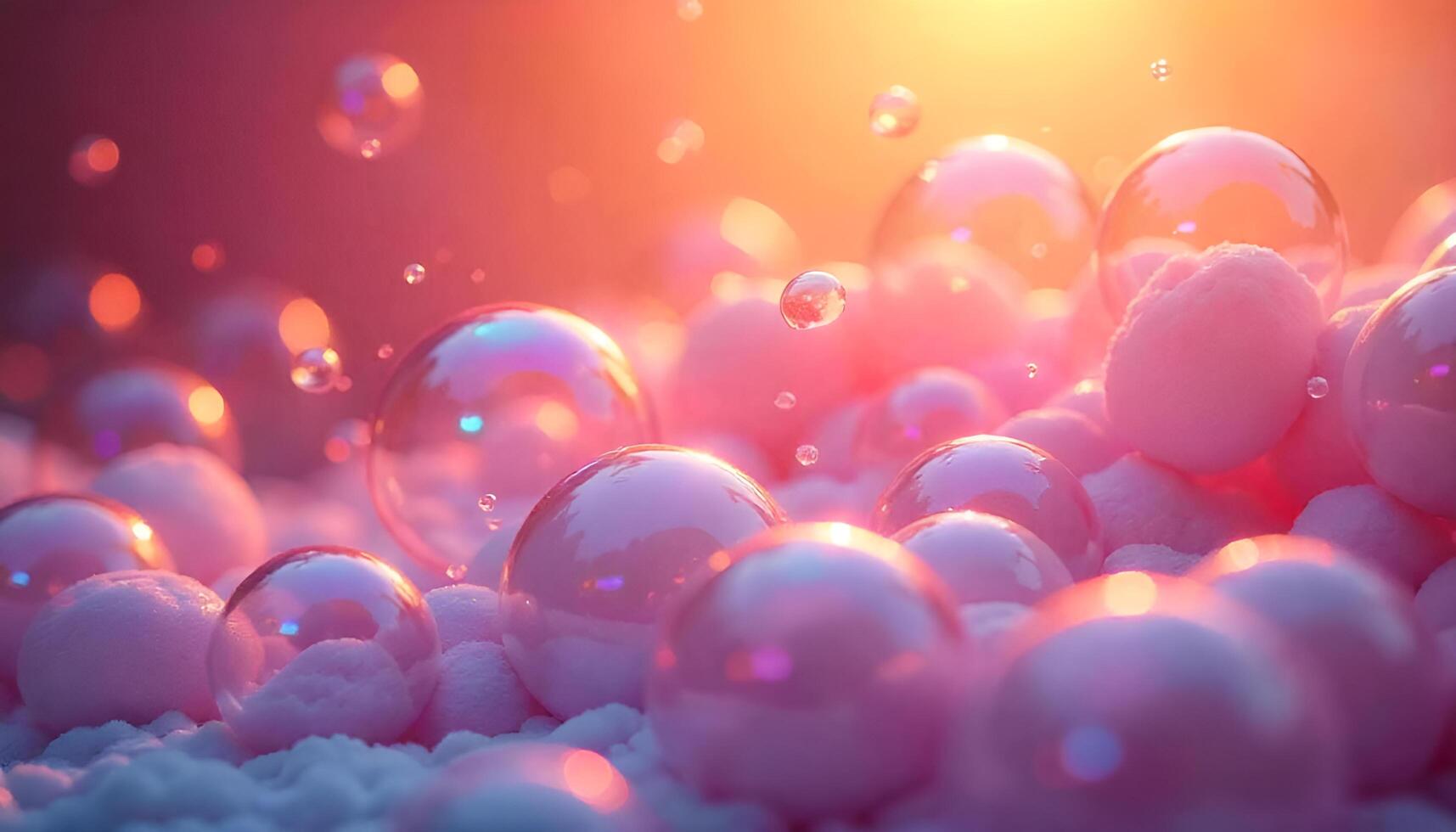 bubbles floating in the air with the sun shining photo