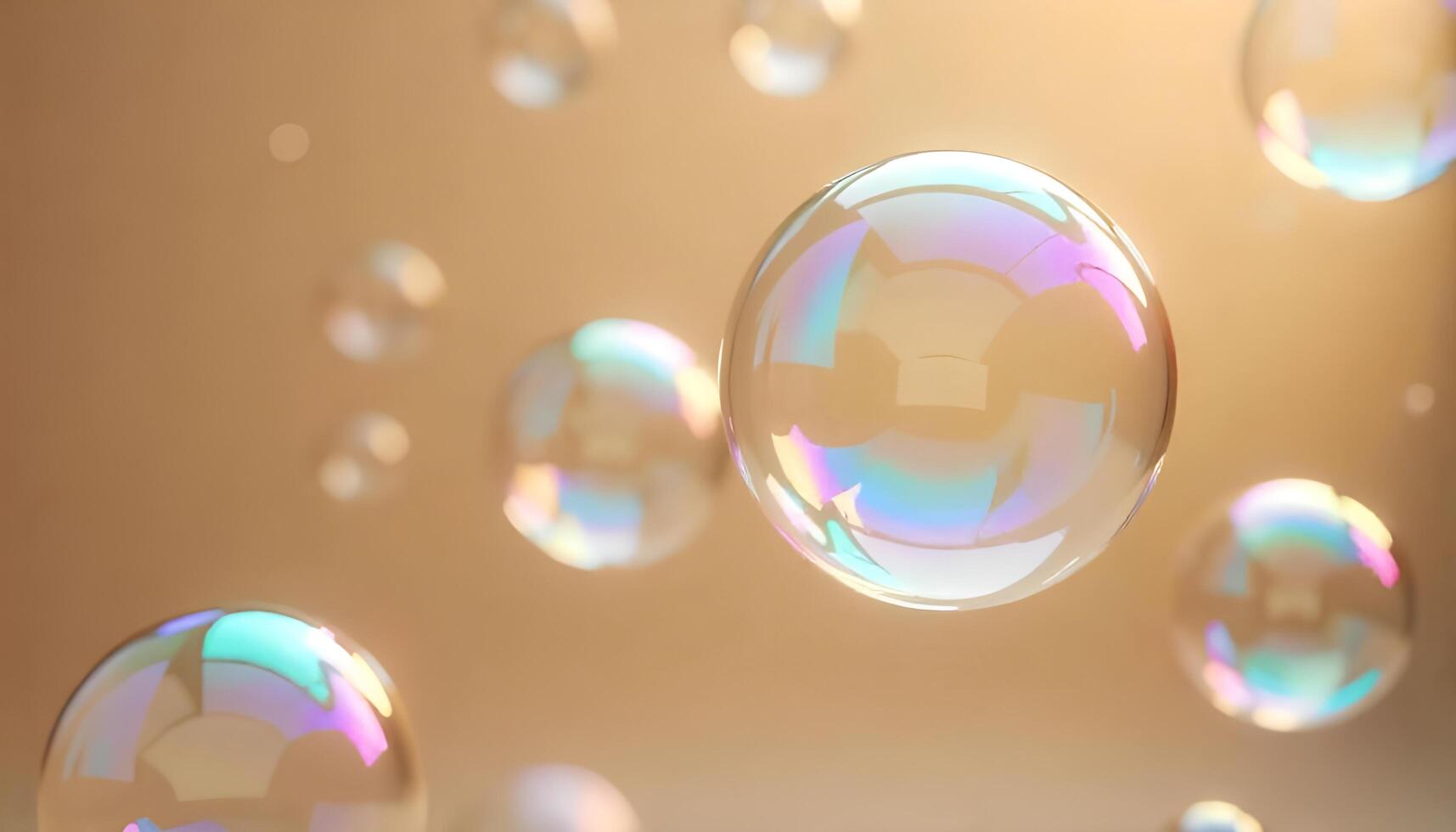 bubbles floating in the air with a golden background photo