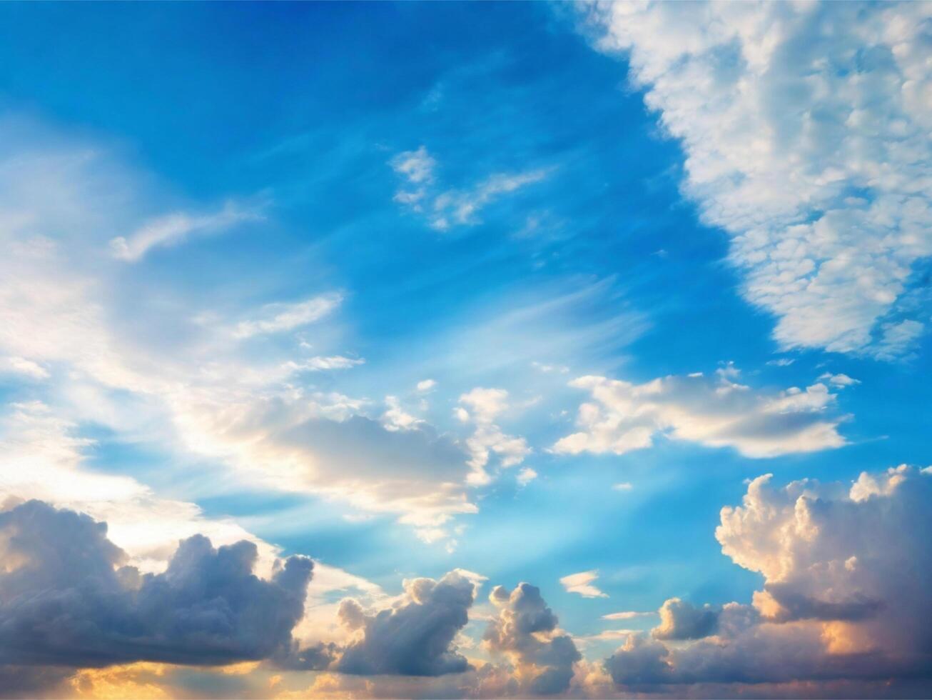 Background clouds against the blue sky and sun Background of nature photo