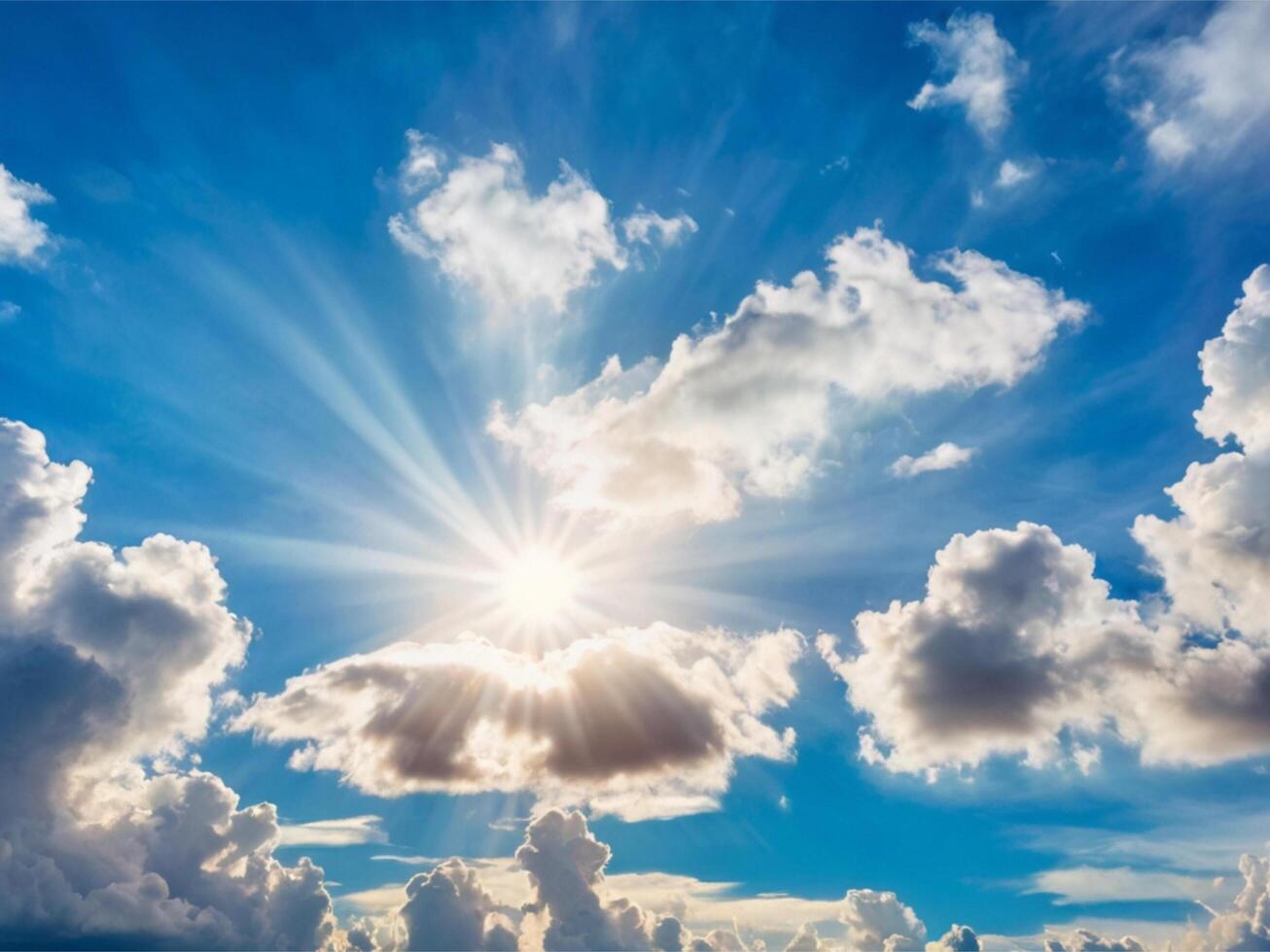 Background clouds against the blue sky and sun Background of nature photo