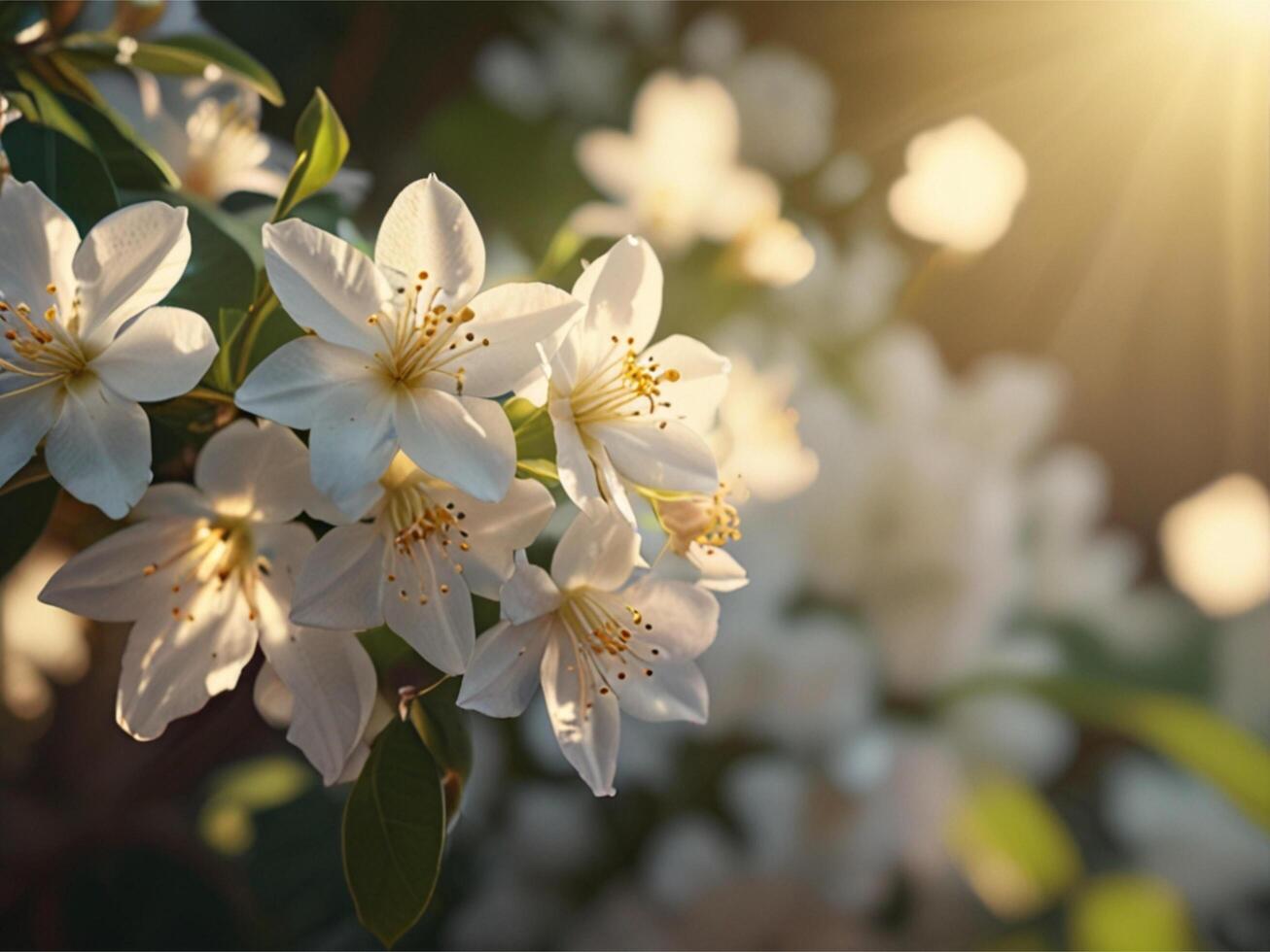 Jasmine Flower With Sun Rays Picture For banner, poster, cover, brochure, Wallpaper or presentation photo