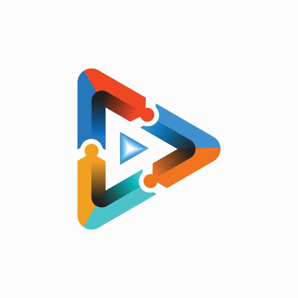 Logo Play Button with a unique and dynamic puzzle concept vector
