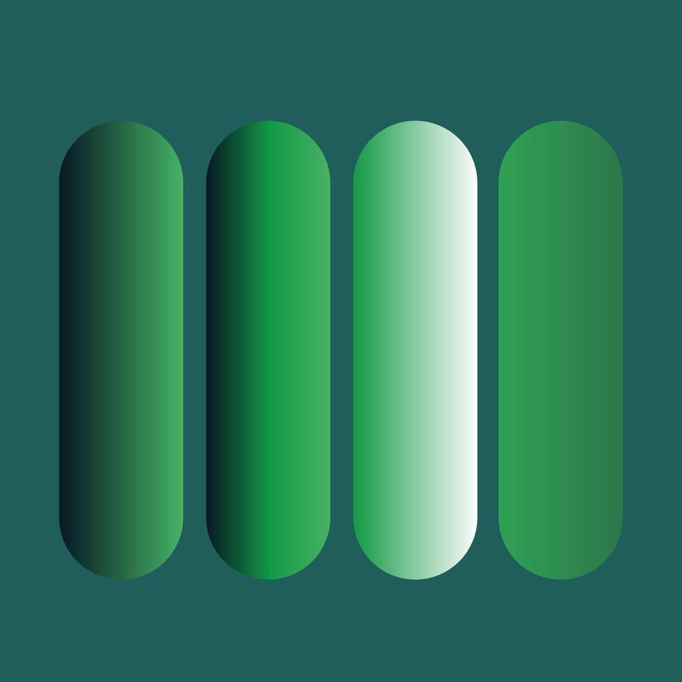 Dark Green Colorful gradients collection. Green Color gradient palette in the form vector