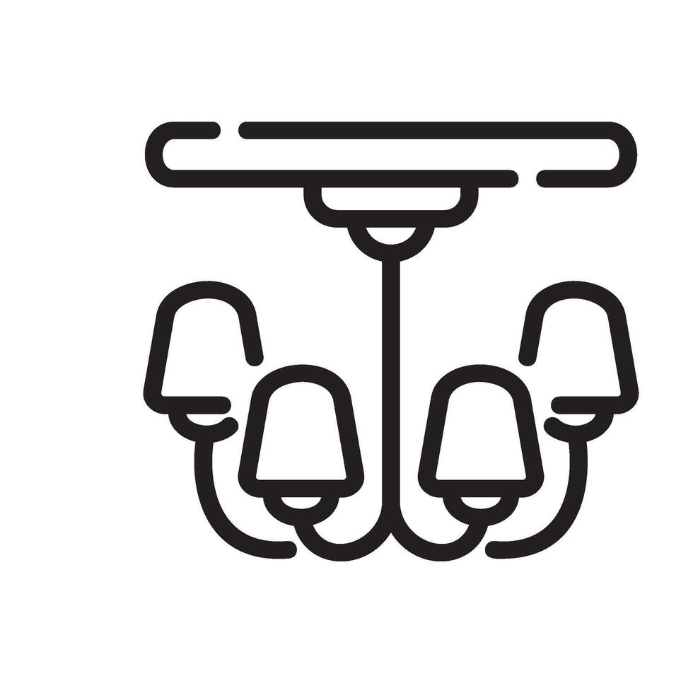 chandelier Line Icon White Background vector