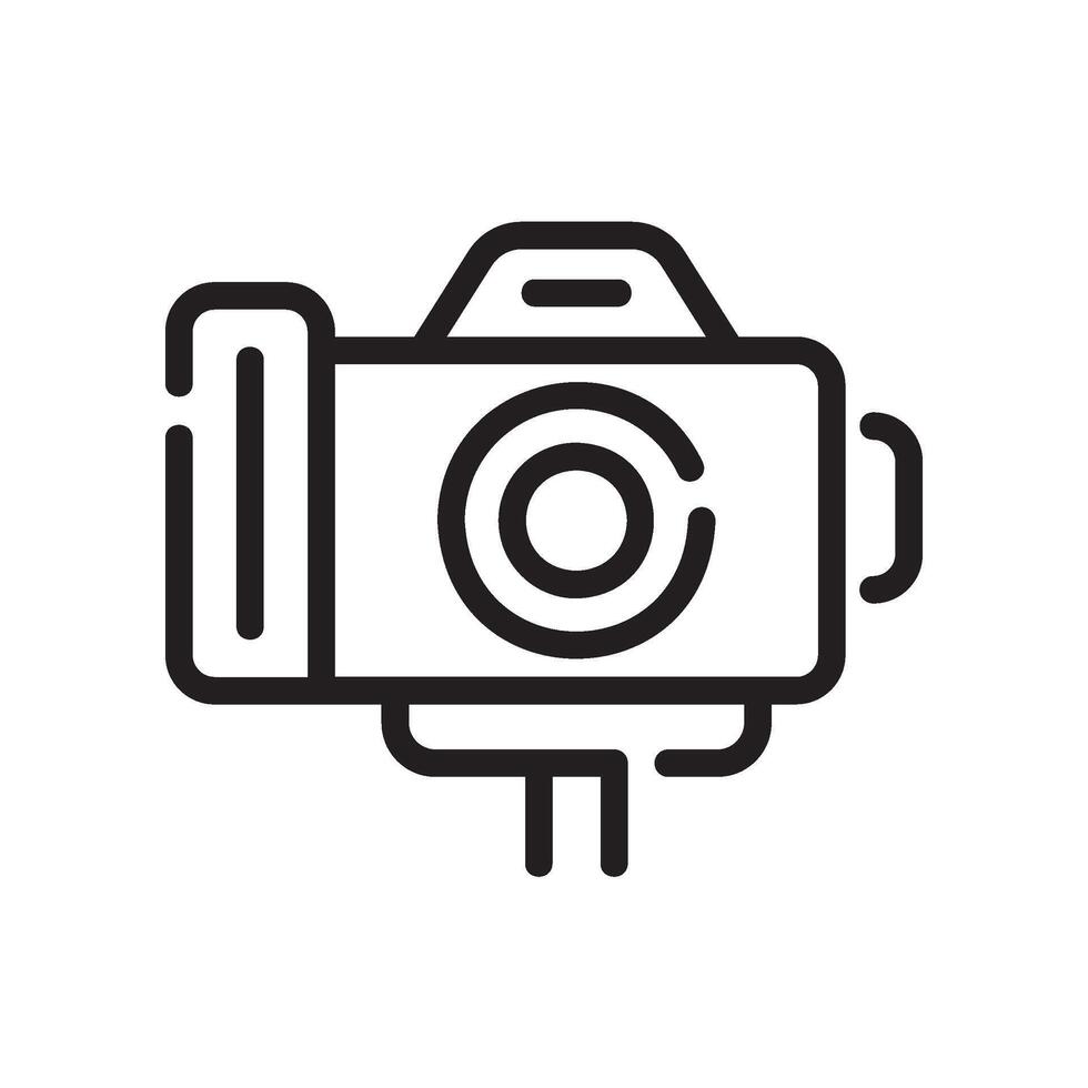 action camera Line Icon White Background vector