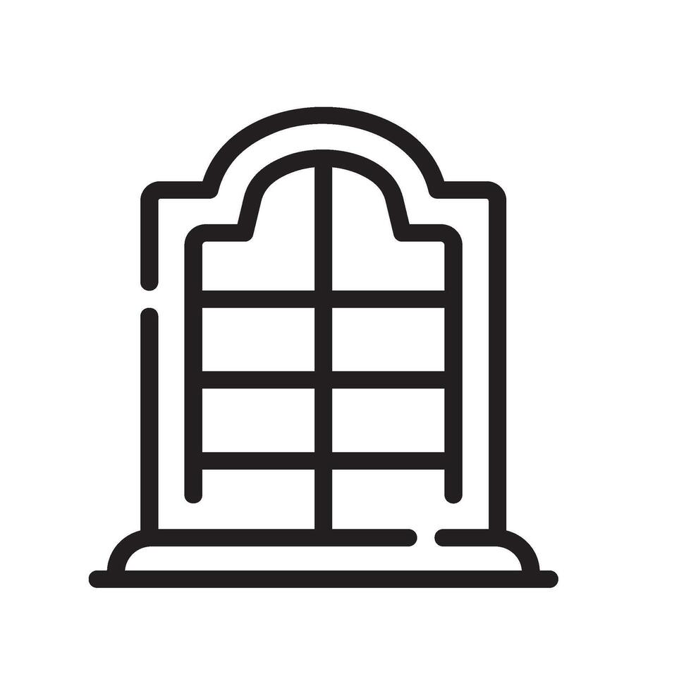 window Line Icon White Background vector