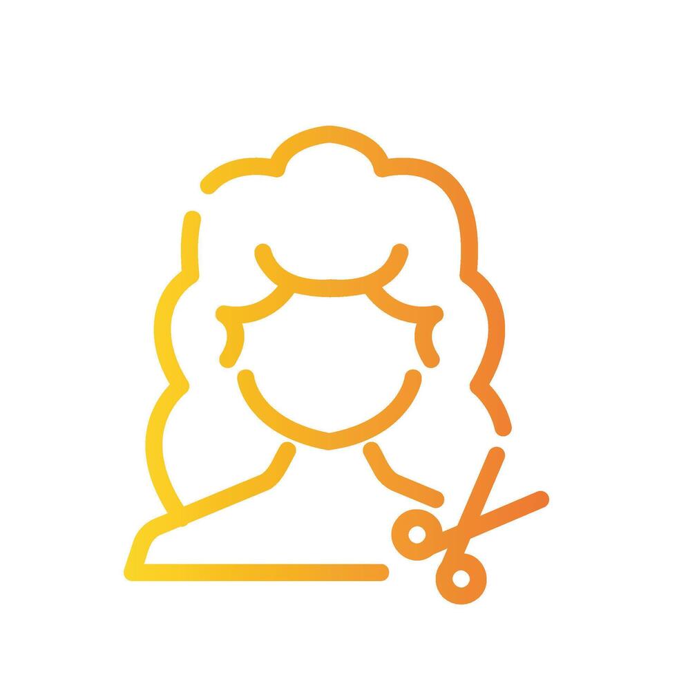 hair style Line Gradient Icon White Background vector
