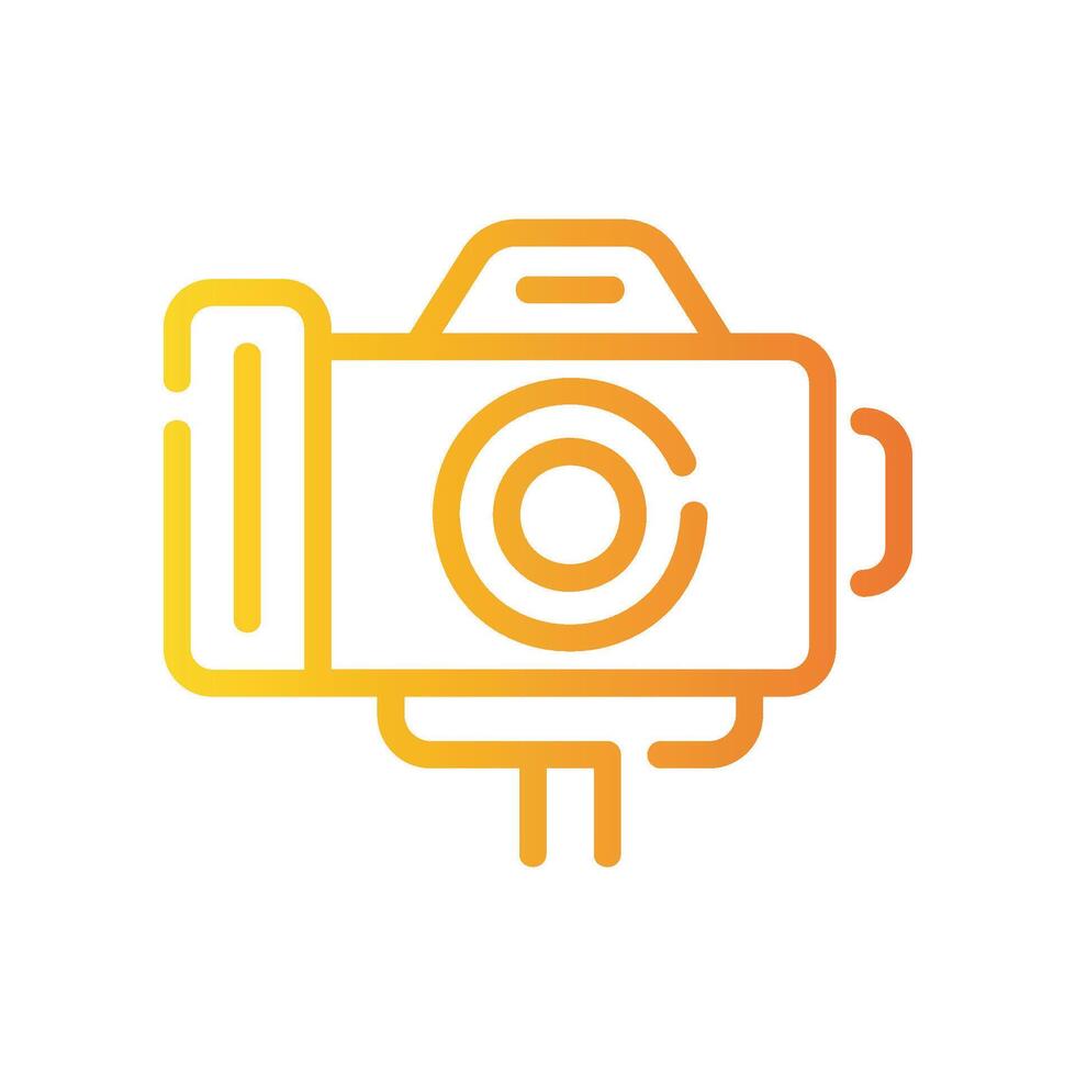 action camera Line Gradient Icon White Background vector