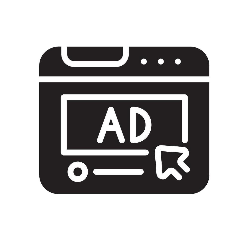 ads Glyph Icon White Background vector