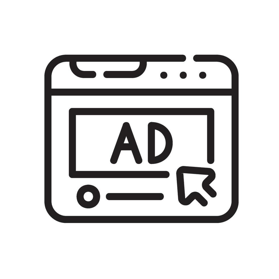 ads Line Icon White Background vector