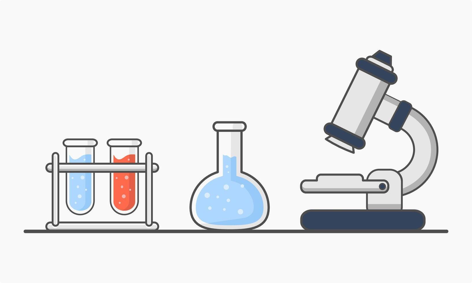 Microscope icon, tool for chemical and biological research designed in flat cartoon style. Chemical research tool concept design. vector