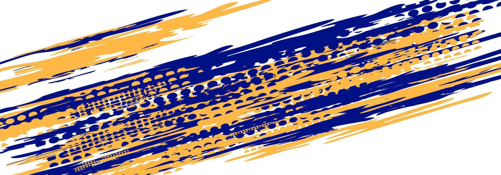 Abstract design with blue and orange brush strokes. vector