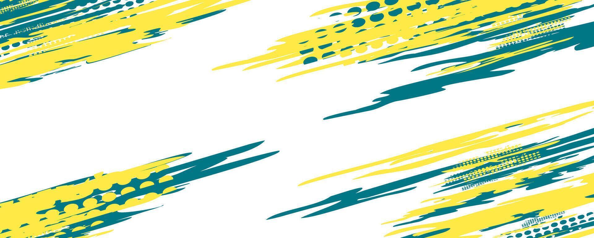 Abstract design with yellow and teal brush strokes. vector