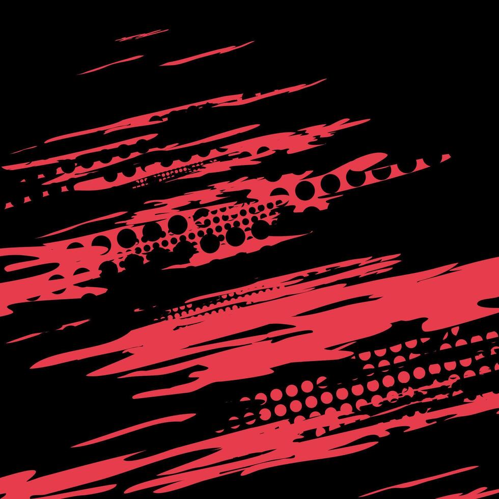 Abstract red and black graphic design with splatters. vector