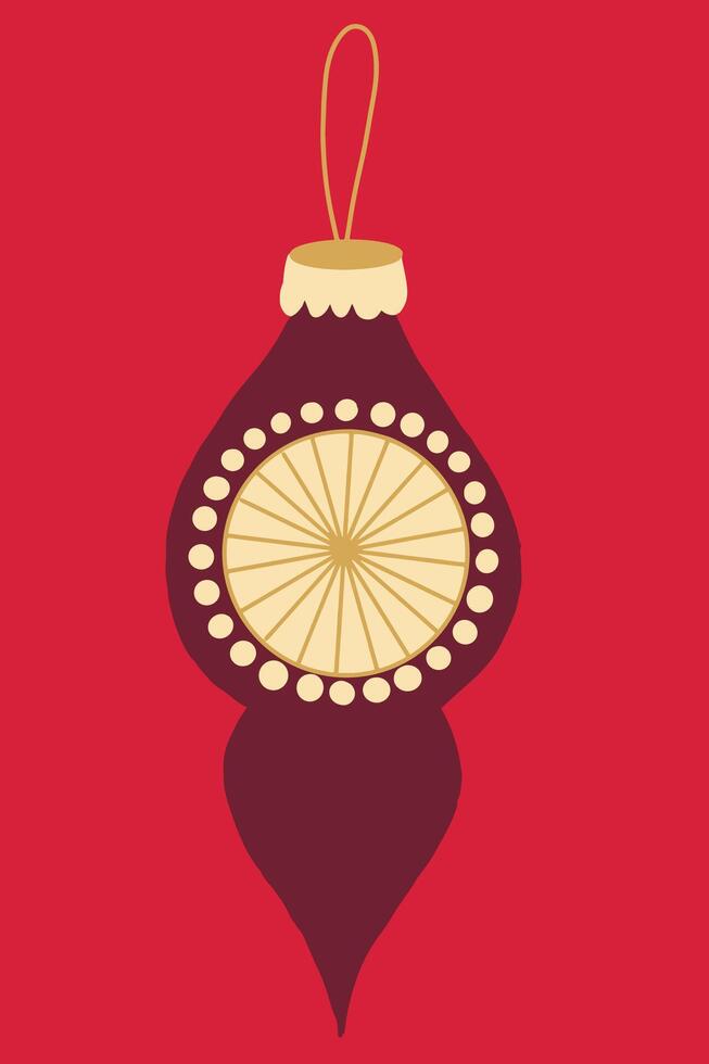 Flat cartoon illustration of Christmas ball icicle . Cute decoration for Christmas hand drawn style isolated on pink background. vector