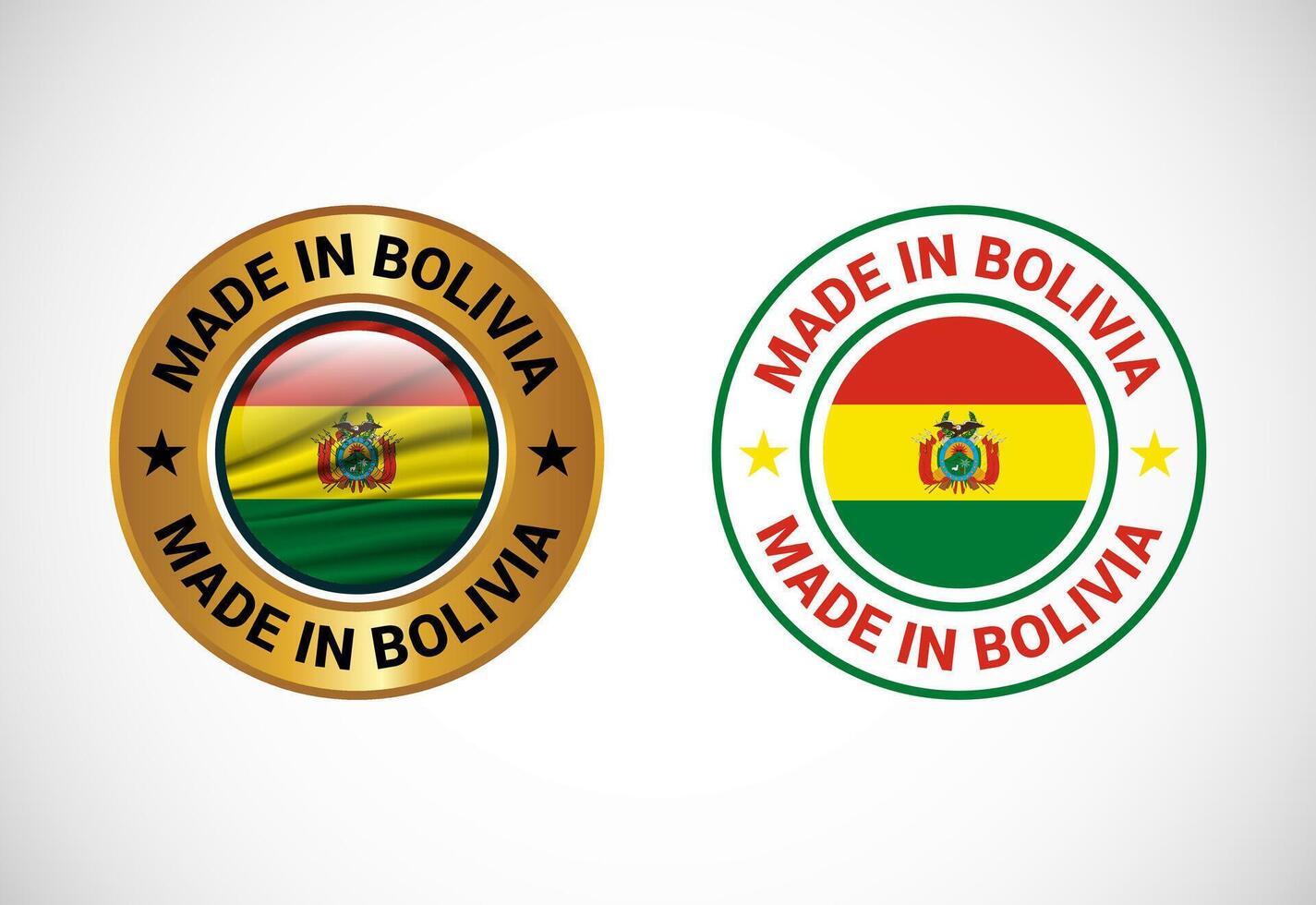Made in Bolivia label icon with flag. Icon set for business, badge, seal, sticker, logo, and symbol vector