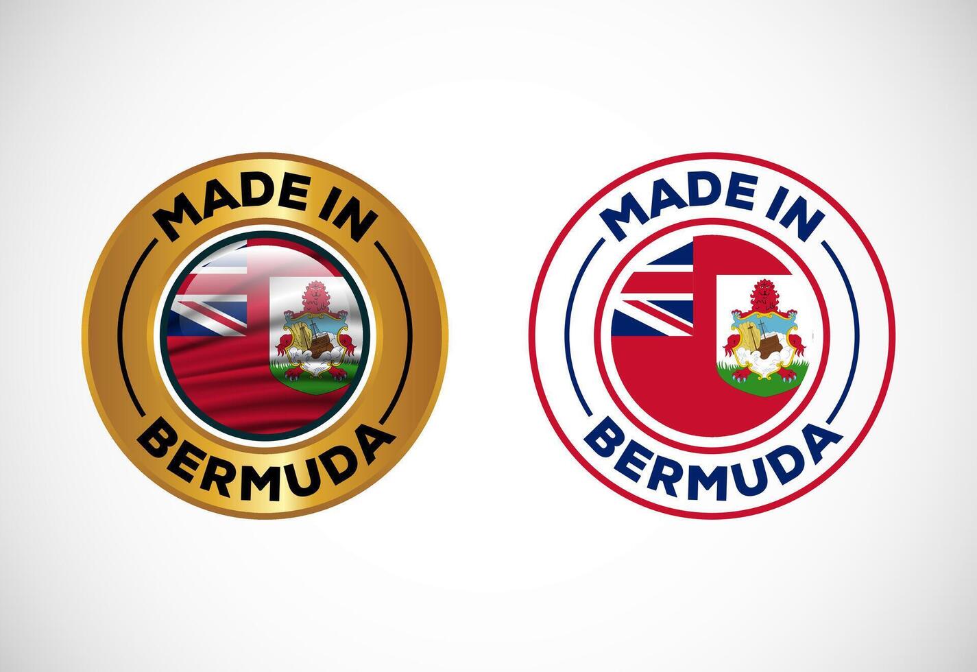 Made in Bermuda label icon with flag. Icon set for business, badge, seal, sticker, logo, and symbol vector