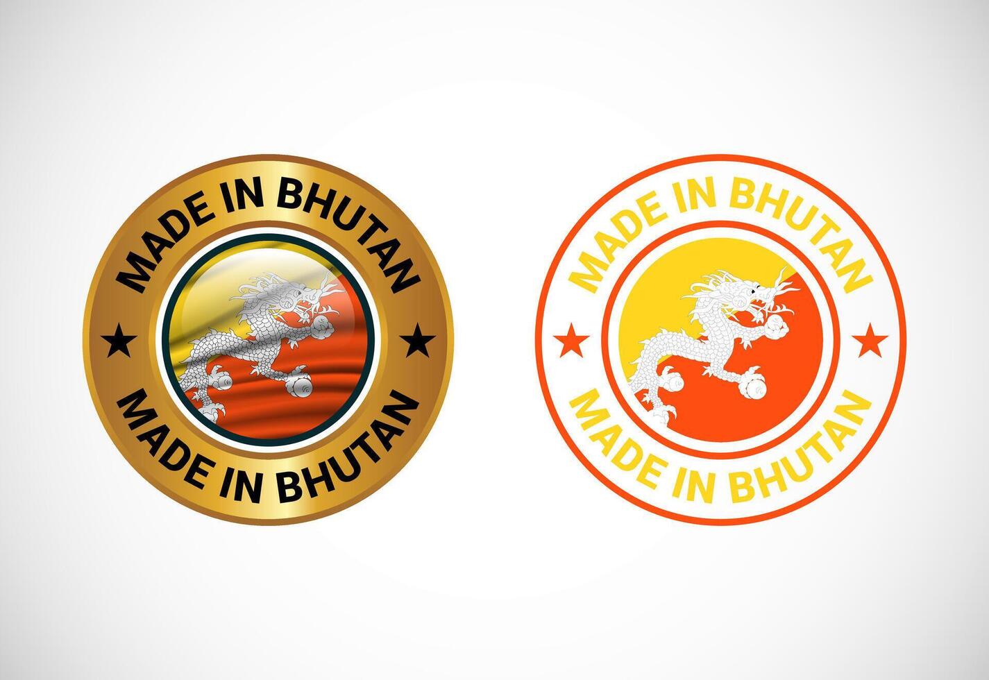 Made in Bhutan label icon with flag. Icon set for business, badge, seal, sticker, logo, and symbol vector