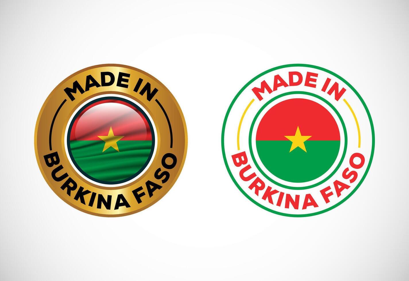 Made in Burkina Faso label icon with flag. Icon set for business, badge, seal, sticker, logo, and symbol vector