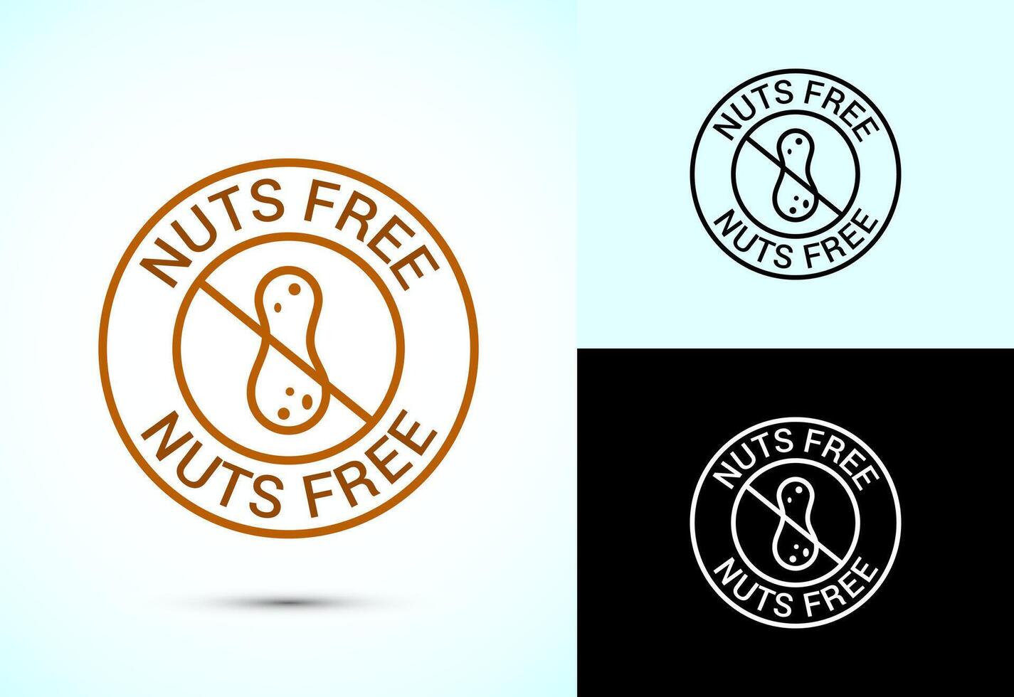 Peanuts free icon, No nuts label. Allergen free logo illustration vector