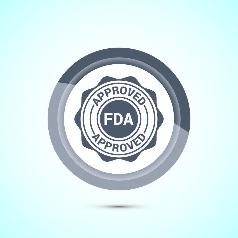 FDA approved icon, Food and Drug administration icon label, Gray Color Button Design vector