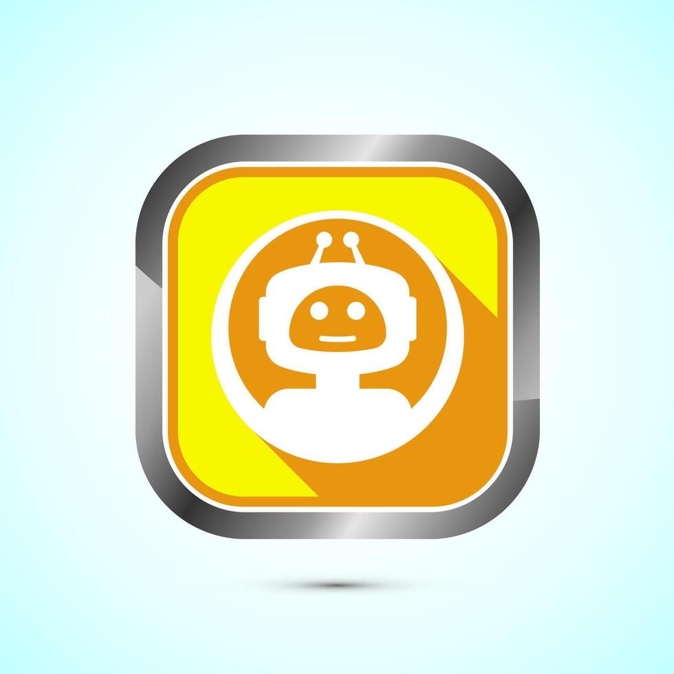 Chatbot icon design illustration, Chat conversation icon, Online support service bot sign, Yellow Shadow Button Design vector