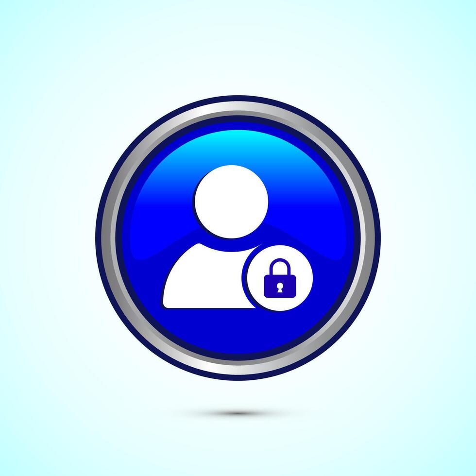 User profile login icon design illustration. Access authentication icon. Blue Color Round Button Design vector