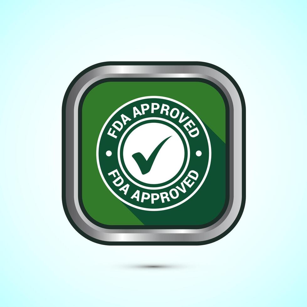 FDA approved icon, Food and Drug administration icon label, Green Shadow Button Design vector