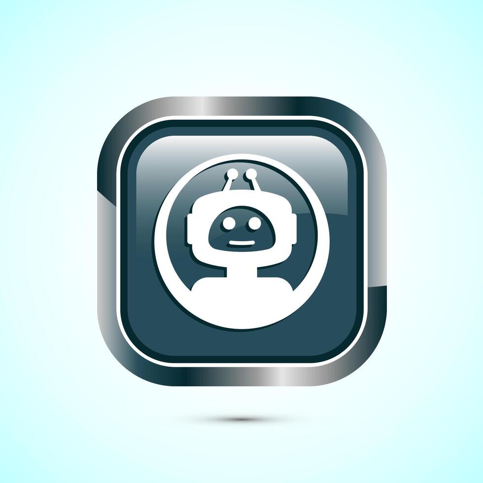Chatbot icon design illustration, Chat conversation icon, Online support service bot sign, Gray Color Square Button Design vector