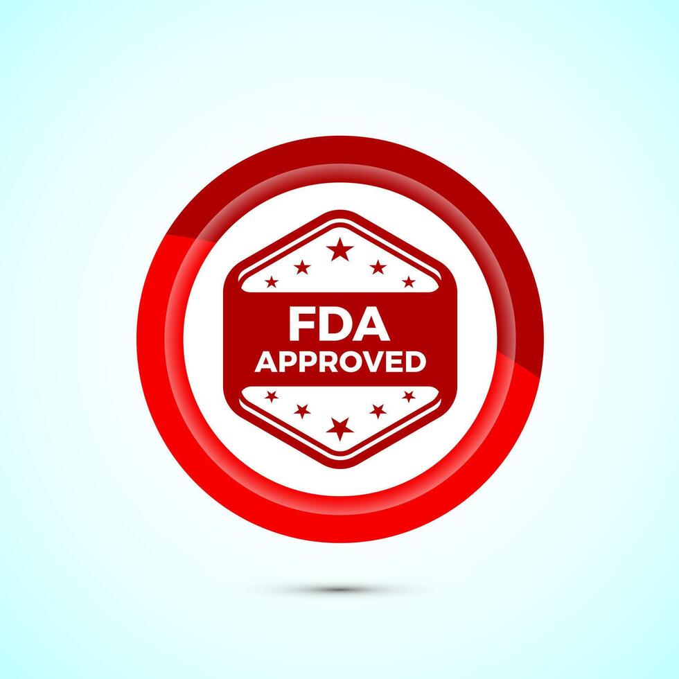 FDA approved icon, Food and Drug administration icon label, Red Color Button Design vector
