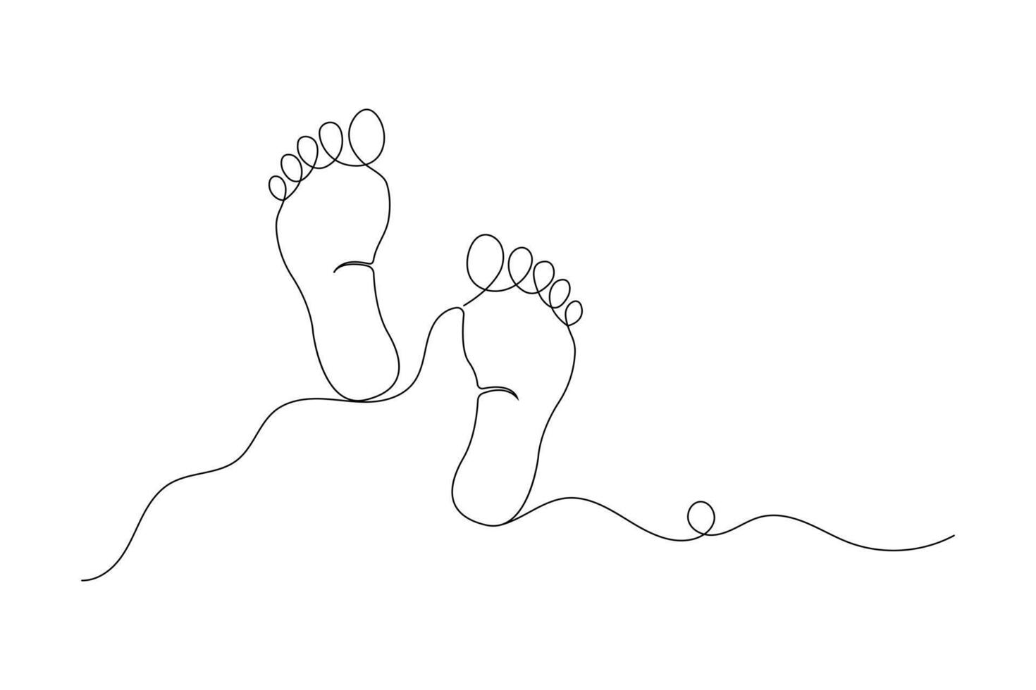Foot sole continuous one line drawing of footprint isolated outline simple art vector