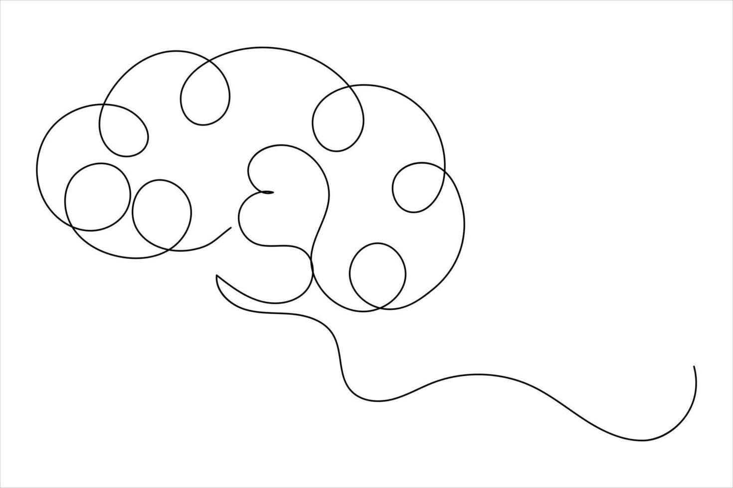 minimalist style human brain continuous one line drawing of isolated outline icon vector