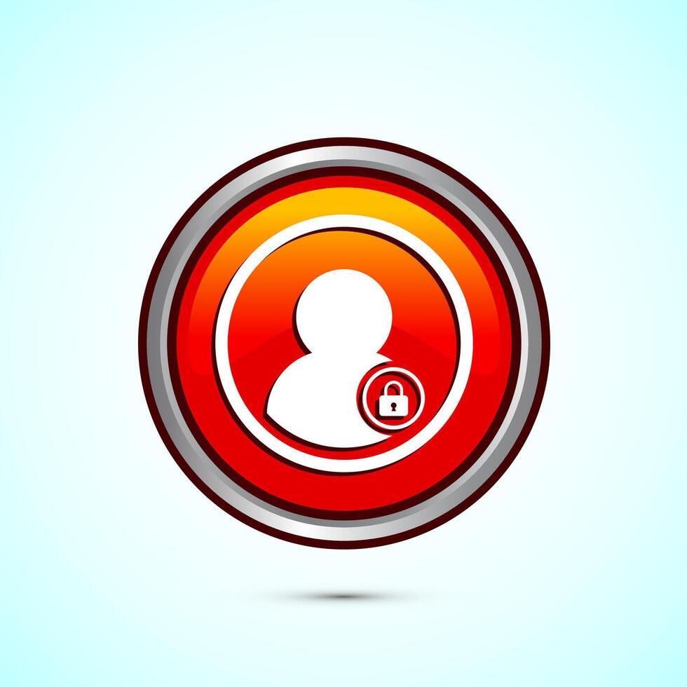 User profile login icon design illustration. Access authentication icon. Orange Color Round Button Design vector