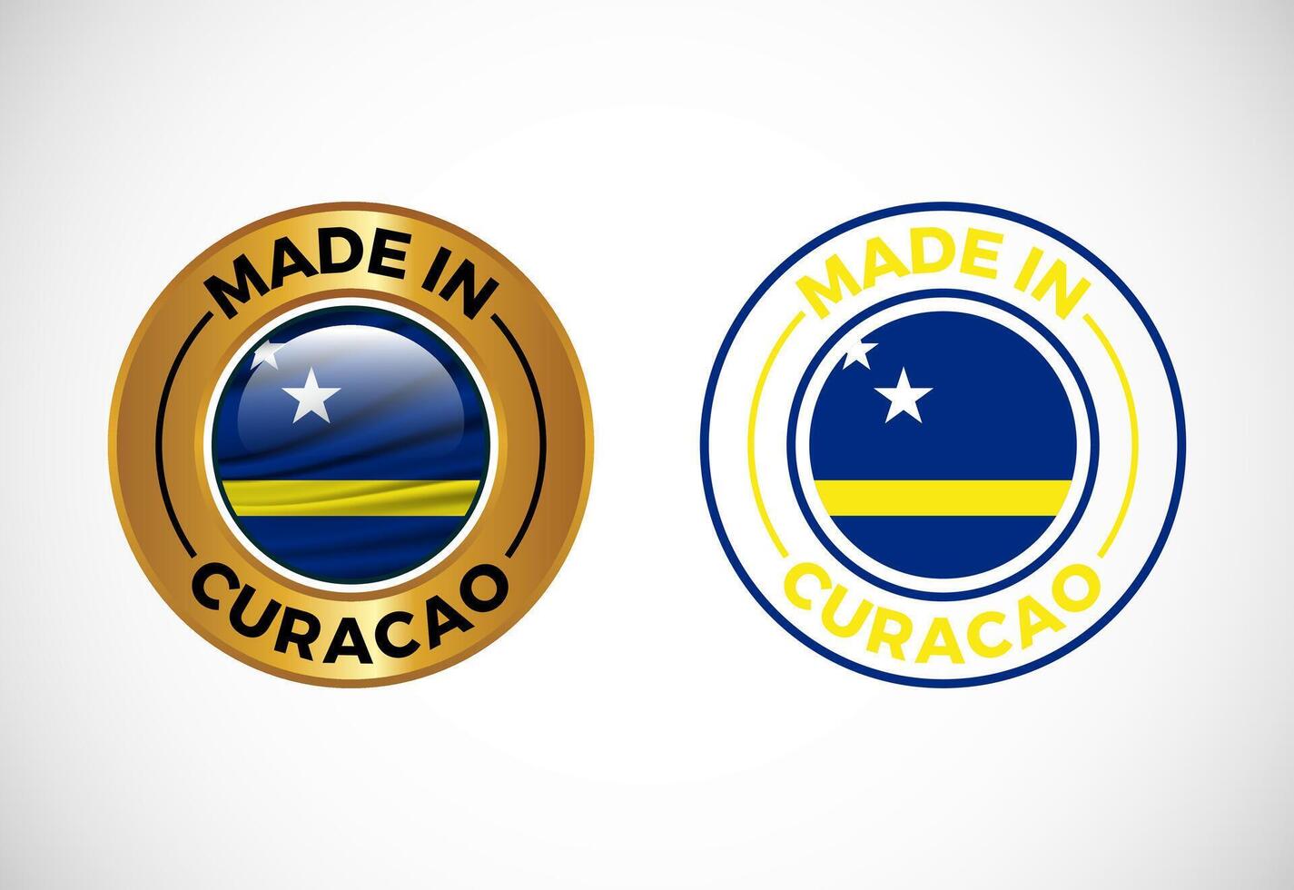 Made in Curacao label icon with flag. Icon set for business, badge, seal, sticker, logo, and symbol vector