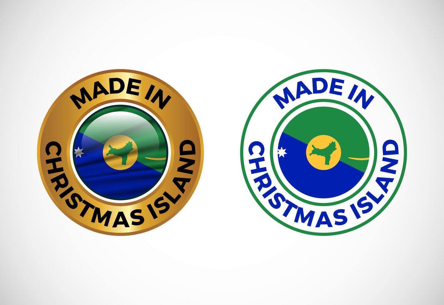 Made in Christmas Island label icon with flag. Icon set for business, badge, seal, sticker, logo, and symbol vector