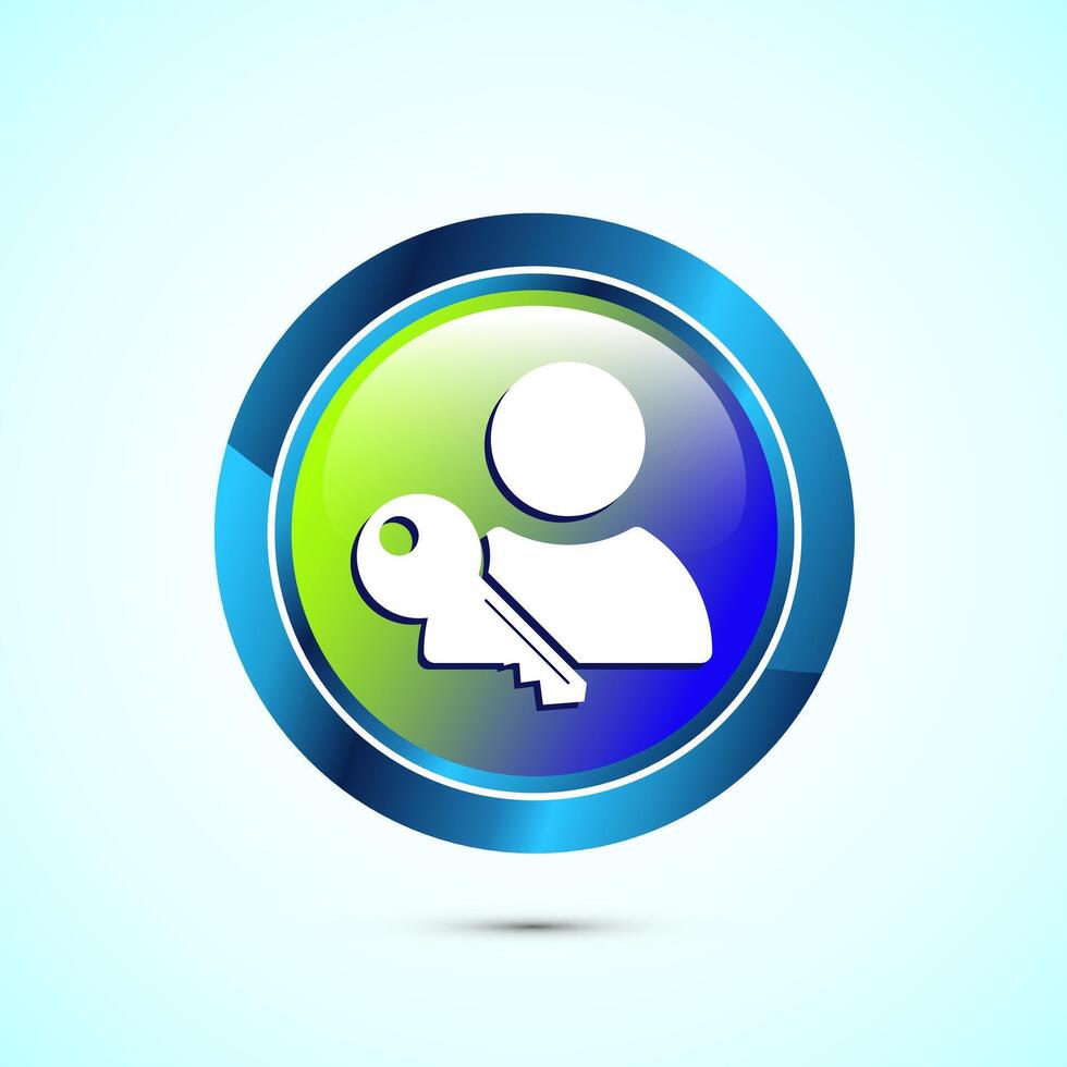 User profile login icon design illustration. Access authentication icon. Glossy Round Button Design vector