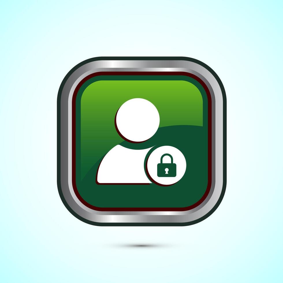 User profile login icon design illustration. Access authentication icon. Green Color Square Button Design vector