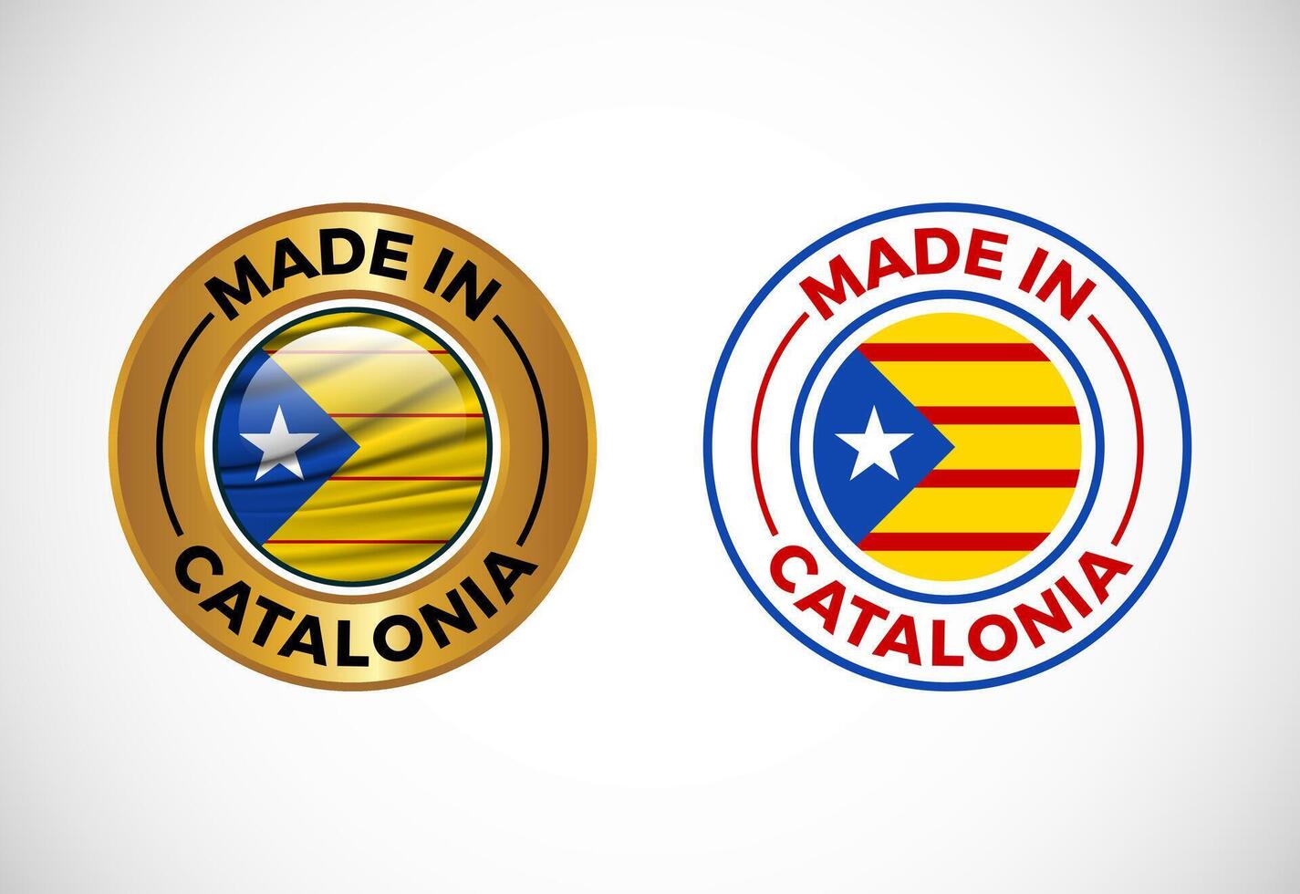Made in Catalonia label icon with flag. Icon set for business, badge, seal, sticker, logo, and symbol vector