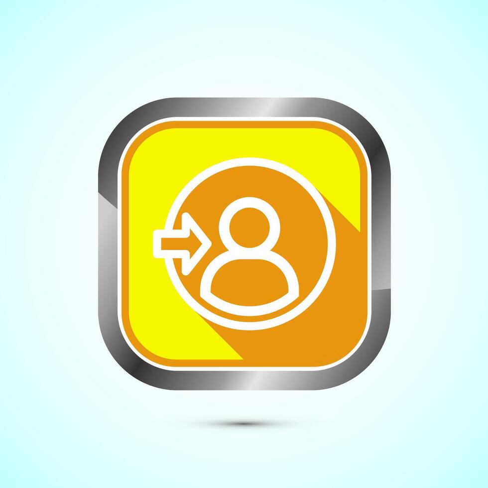 User profile login icon design illustration. Access authentication icon. Yellow Shadow Button Design vector