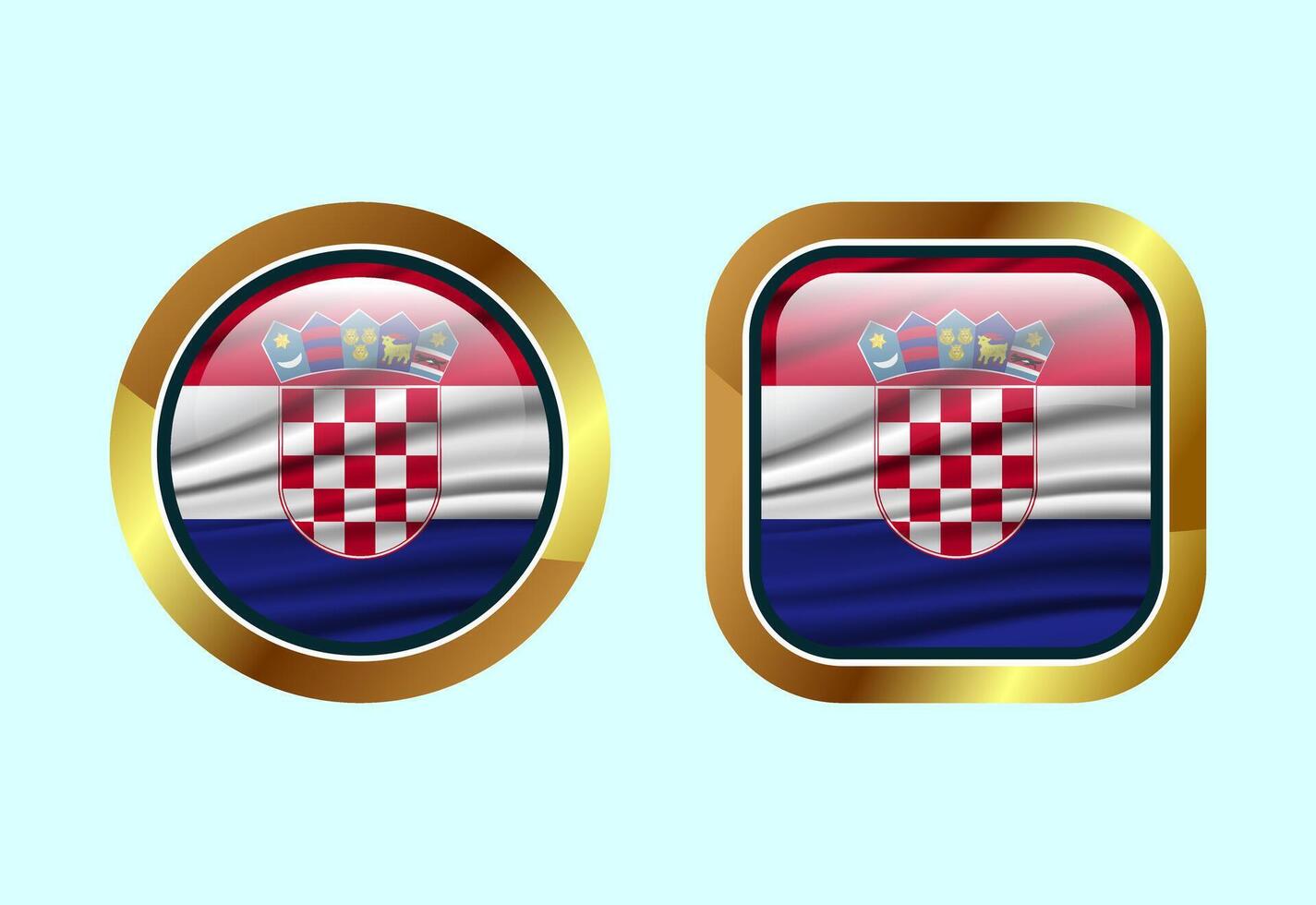 Glossy flag button of Croatia, High quality web button design vector