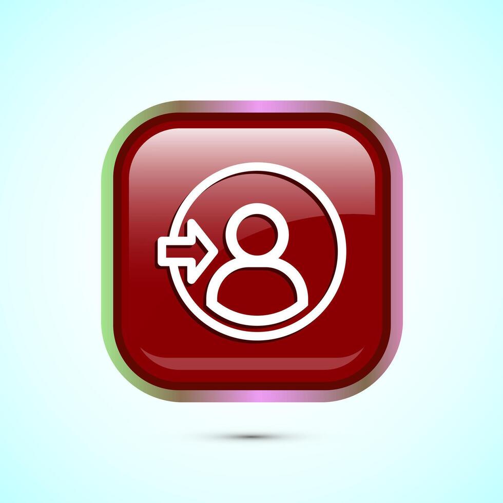User profile login icon design illustration. Access authentication icon. Red Color Square Button Design vector