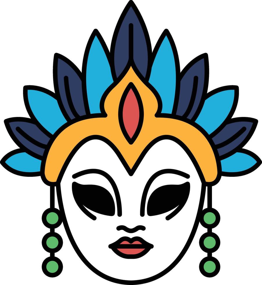 A woman's face with a headdress and a mask vector
